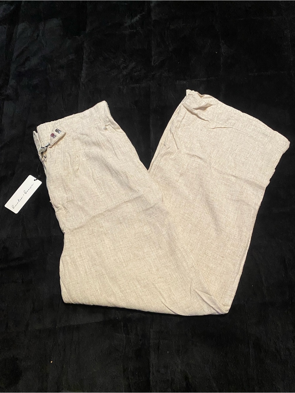 Relaxed Wide-Leg Linen-Blend Trousers in Natural Cream